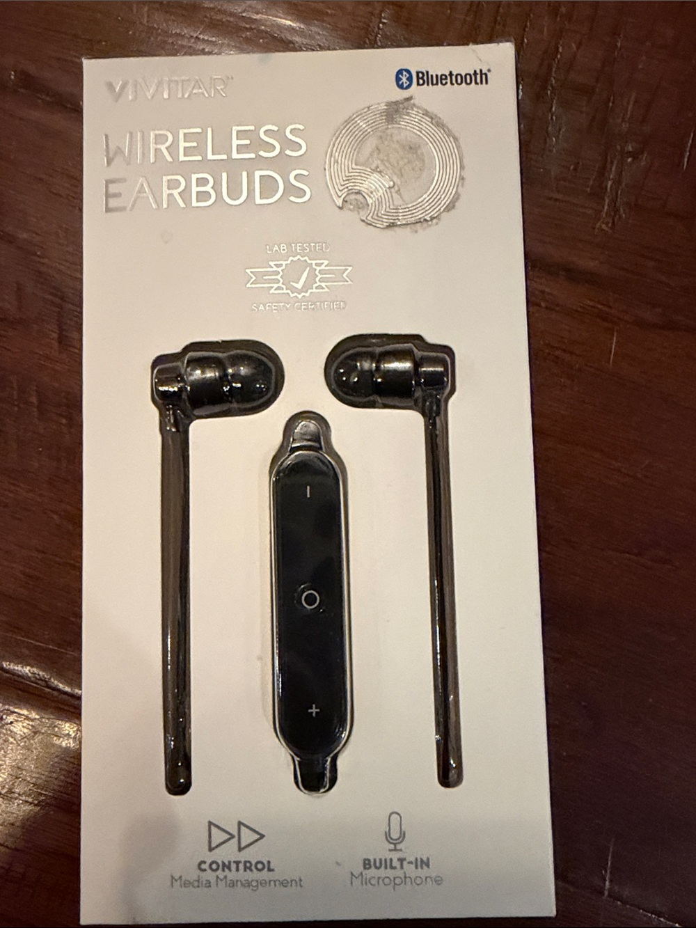 Vivitar Black Wireless Bluetooth Earbuds with Built-In Microphone